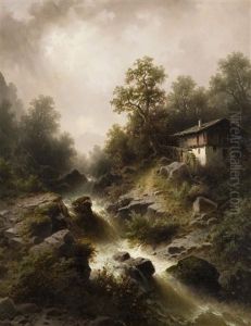 Landscape With Mountain Creek (wildbach. Partie Aus Der Salzkammergut)