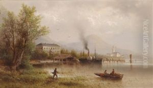 Dampfschiff An Der Anlegestelle by Albert Rieger