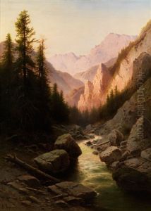 Hochalpenlandschaft Im Spatlicht Mit Bergbach