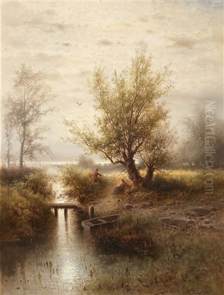 Bachlauf Mit Angler - view 1
