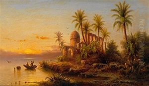 Abendlandschaft Am Nil by Albert Rieger