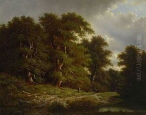 Baumlandschaft Mit Rastenden Bauern Am Teich by Albert Rieger