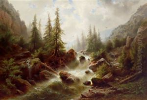 Wildbach In Den Hochalpen (berner Oberland) by Albert Rieger