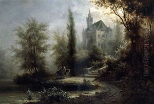 Konig Ludwig Ii. Von Bayern Und Kaiserin Elisabeth Von Osterreich Vor Burg Falkenstein by Albert Rieger