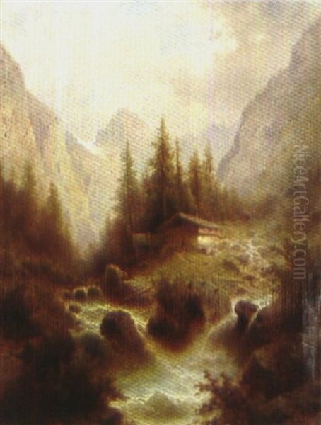 Schweizer Gebirgslandschaft Mit Wasserfall - view 1