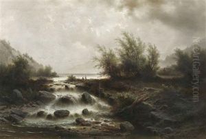 Wasserfall Am Gebirgssee by Albert Rieger