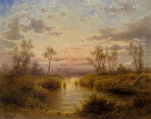 Abendstimmung Uber Einer Teichlandschaft