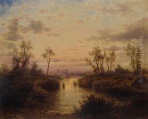 Daybreak At A Tree-lined Lake