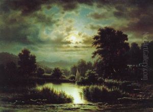 Fischer Bei Mondschein by Albert Rieger