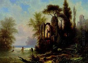 Ladies Bathing Before Classical Ruins