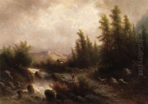 Fluslandschaft Mit Angler