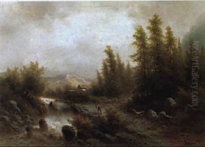 Angler Beim Gebirgsbach