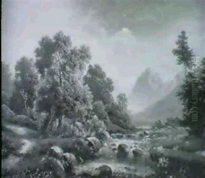 Gebirgsbach In Der Abenddammerung by Albert Rieger