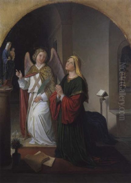 Heilige Vor Einer Statue Der Muttergottes Knieend - view 1