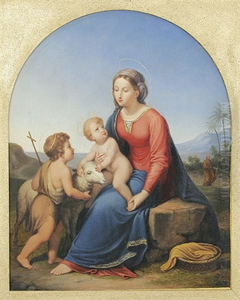Maria Mit Jesus Und Dem Johannesknaben Neben Einem Schaf - view 1