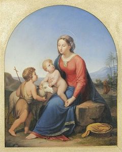 Maria Mit Jesus Und Dem Johannesknaben Neben Einem Schaf by Johann Christian Riepenhausen