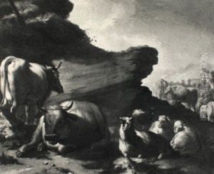 Cattle And Sheep In A Mountainous Landscape