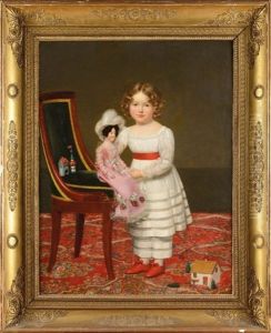 Portrait D'une Petite Fille A La Poupee Et Aux Jeux D'enfants