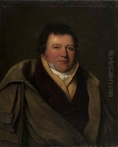 Portrait D'homme En Gilet Jaune, Chemise Et Cravate Blanches, Veste Mauve Et Redingote