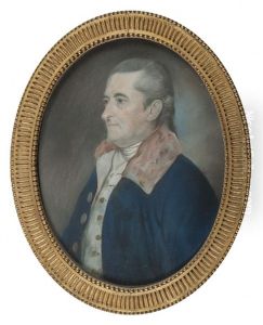 Portrait D'homme En Buste A La Lavalliere Blanche, Portant Un Redingote Bleu Marine