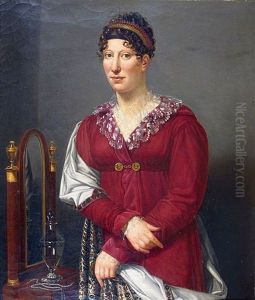 Portrait De Femme A La Robe Rouge