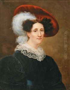 Portrait De Femme En Buste Au Chapeau A Plume