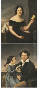 Portrait De Femme Au Carnet De Bal (+ Portrait D'un Pere Et Sa Fille; Pair)