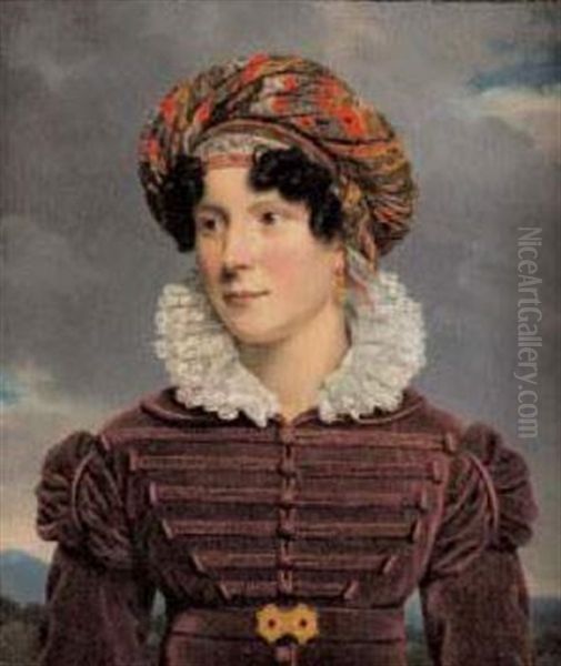Portrait D'une Jeune Femme Au Turban De Cachemire - view 1