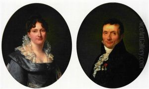 Portrait D'homme (+ Portrait De Femme; Pair) by Henri Francois Riesener