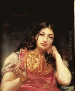 Portrait D'une Jeune Fille by Leon Louis Antoine Riesener