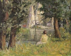 Fille Au Bord De La Rive by Willy Van Riet