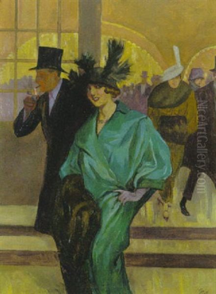Vornehme Paare Im Theaterfoyer - view 1