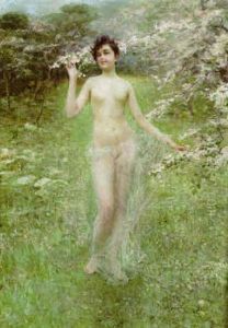 Weiblicher Akt Unter Bluhendem Baum by Paul Rieth