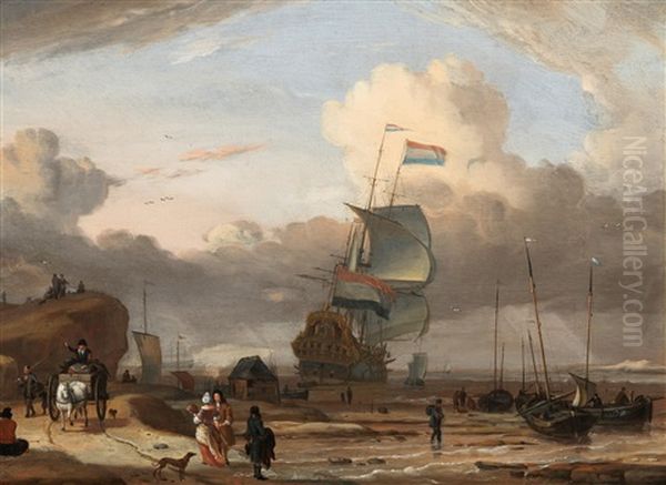 A Three-master And Fishing Boats Off The Coast - view 1