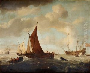 Hollandska Fartyg Pa Redden by Jan Claesz Rietschoof