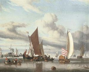 Shipping In A Calm Sea Off A Jetty