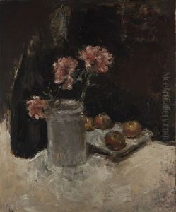 Vaso Con Fiori Rosa E Frutta