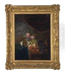 Still Life With Shell, Flowers, Peaches And Grapes by Antonie Rietveld