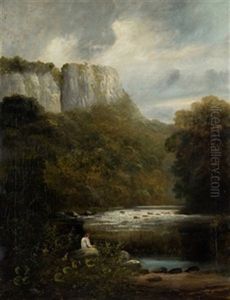 Paisaje Montanoso Con Personaje by Lluis Rigalt Farriols