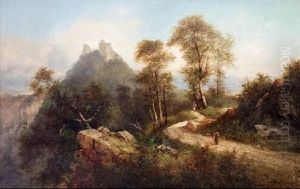 Paisaje Montanoso Con Personajes by Lluis Rigalt Farriols