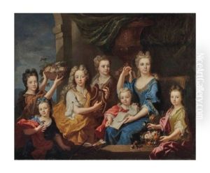 Portrait Des Enfants De M. Bouette De Blemur by Hyacinthe Rigaud