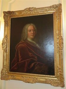Portrait D'homme Au Drape Pourpre Huile Sur Toile
