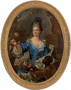 Portrait De Catherine Marie Le Gendre En Flore Accompagnee Par Un Serviteur Noir