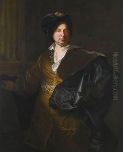 Portrait Of A Gentleman, Three Quarter Length, In A Gold Silk Frock Coat And Blue Cloak, Possibly Paolo Gerolamo Ii Pallavicini