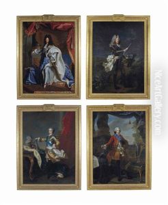 Portrait De Louis Xiv (1638-1715); Et Portrait De Louis Dauphin (1661-1711); Et Portrait De Louis Xv (1710-1774); Et Portrait De Louis Dauphin (4 Works) by Hyacinthe Rigaud