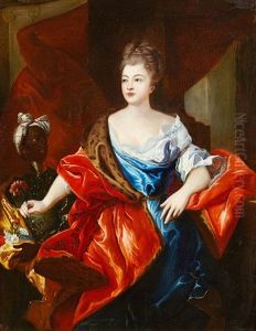 Portrait De Jeune Femme Et Son Jeune Page Noir by Hyacinthe Rigaud
