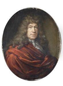 Portrait Of A Gentleman, Half-length, In A Red Cloak by Hyacinthe Rigaud