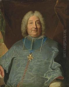 Portrait Of Charles Gaspard Guillaume De Vintimille Du Luc, Archbishop Of Paris (1655-1746), Half-length, In A Blue Coat... by Hyacinthe Rigaud