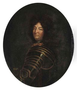 Portrait Of Louis Xiv In Armor by Hyacinthe Rigaud