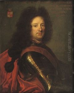Portrait Of Lieutenant General Louis-claude De Nettancourt-haussonville In Armour With A Red Sash by Hyacinthe Rigaud